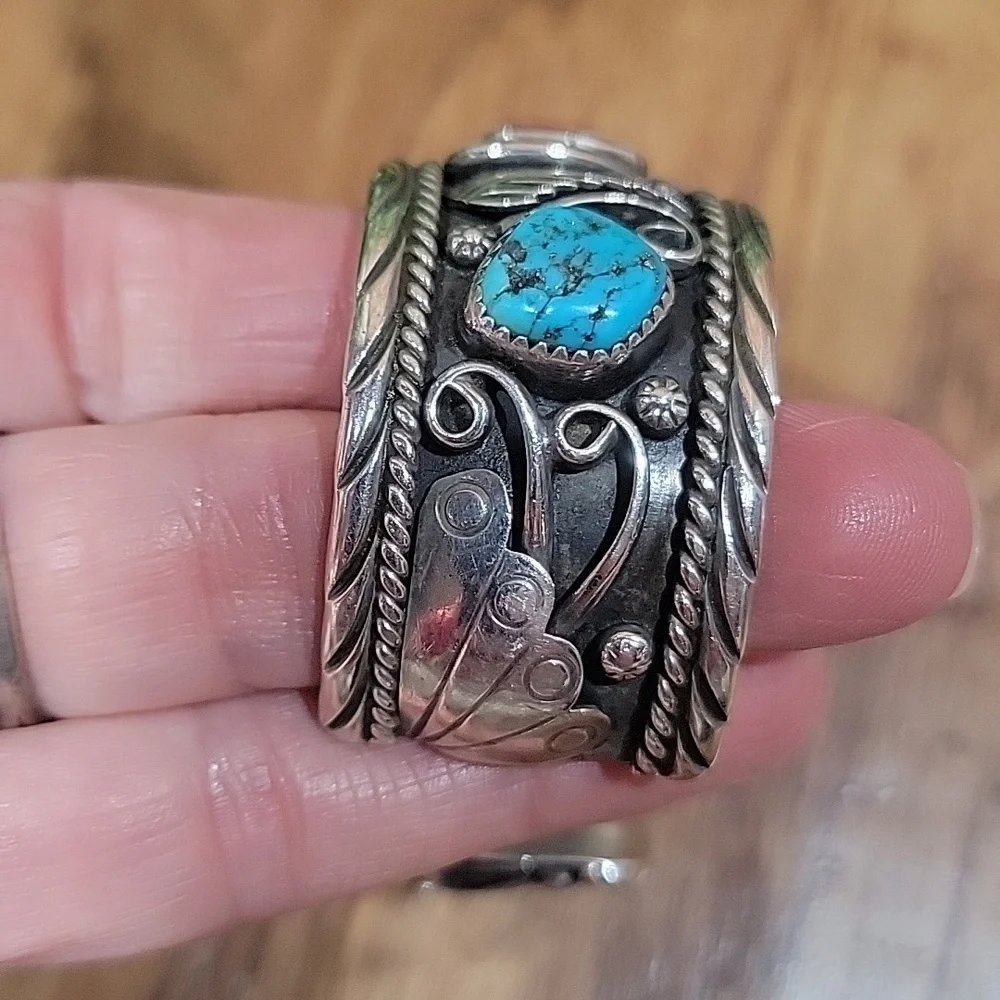 1950's Rare Navajo Sidewinder Cuff Bracelet Watch - Picture 11 of 16